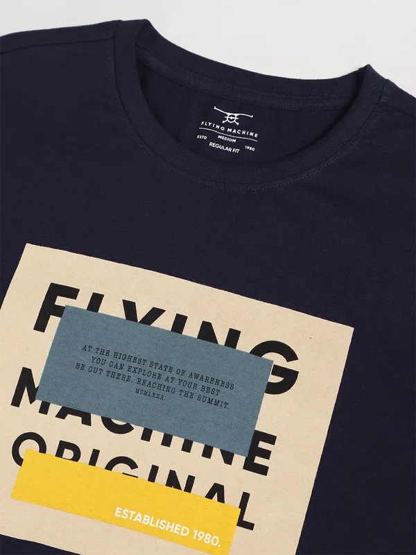 Flying Machine printed navy t shirt