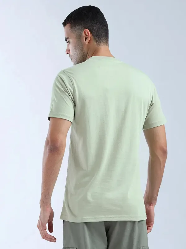 FLYING MACHINE printed pista green slim fit t-shirt