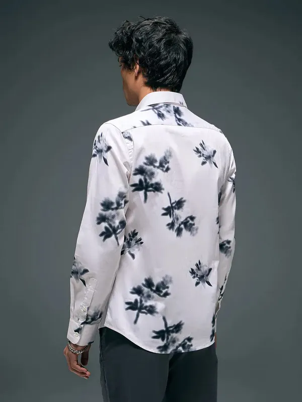 FLYING MACHINE printed white cotton casual shirt for men