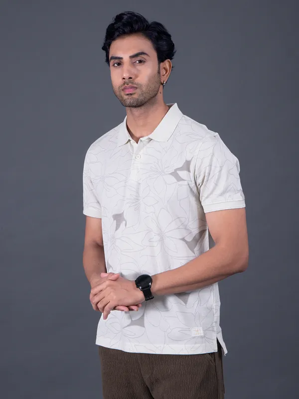 FLYING MACHINE printed white shirt