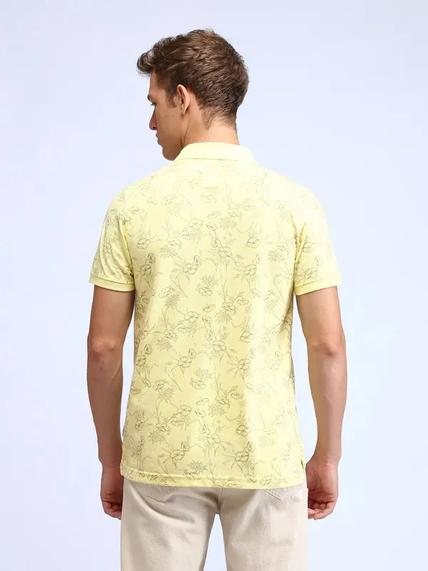 FLYING MACHINE printed yellow cotton t-shirt