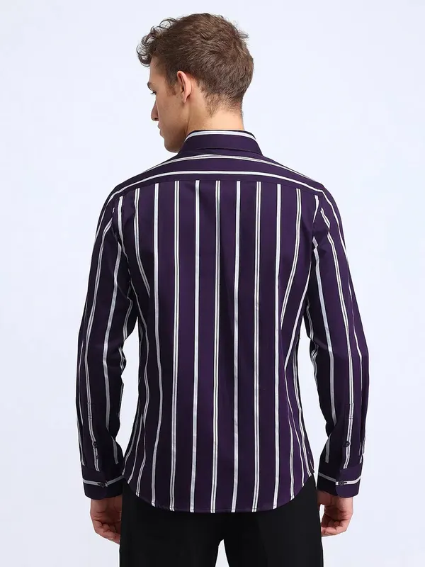 FLYING MACHINE purple cotton stripe shirt