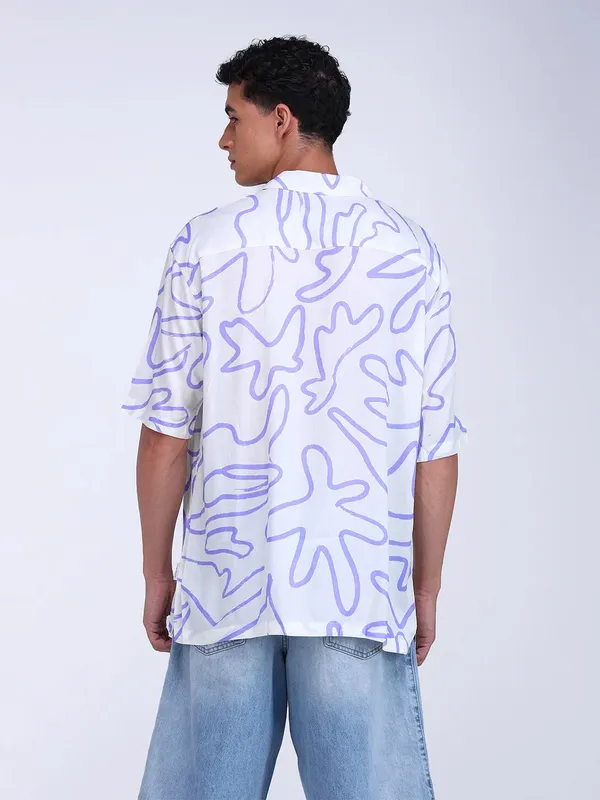 FLYING MACHINE purple printed cotton shirt
