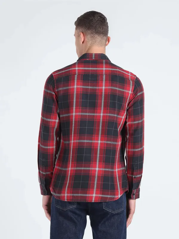 Flying Machine red and black checks shirt