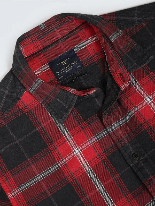 Flying Machine red and black checks shirt