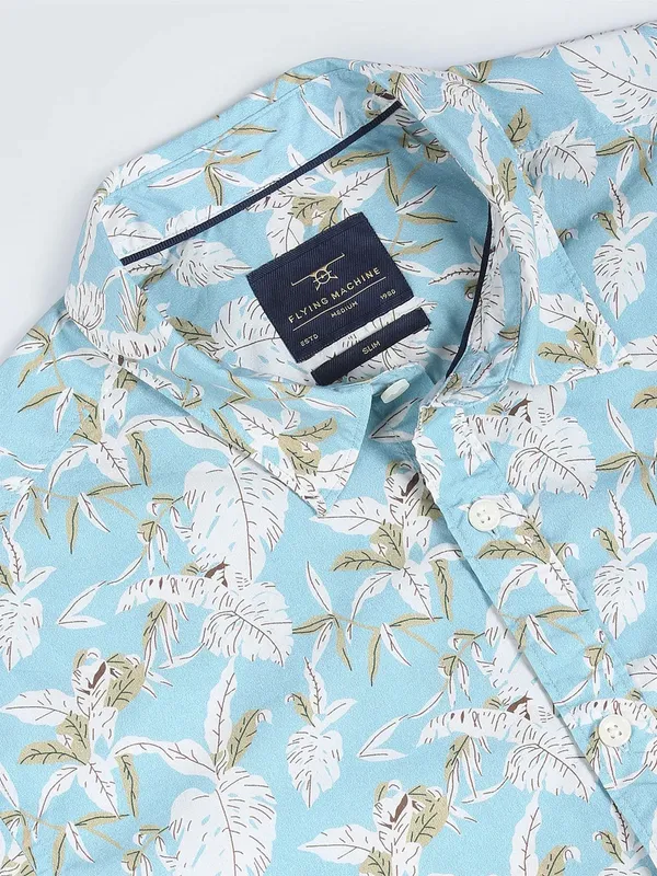 Flying Machine sky blue half sleeves shirt