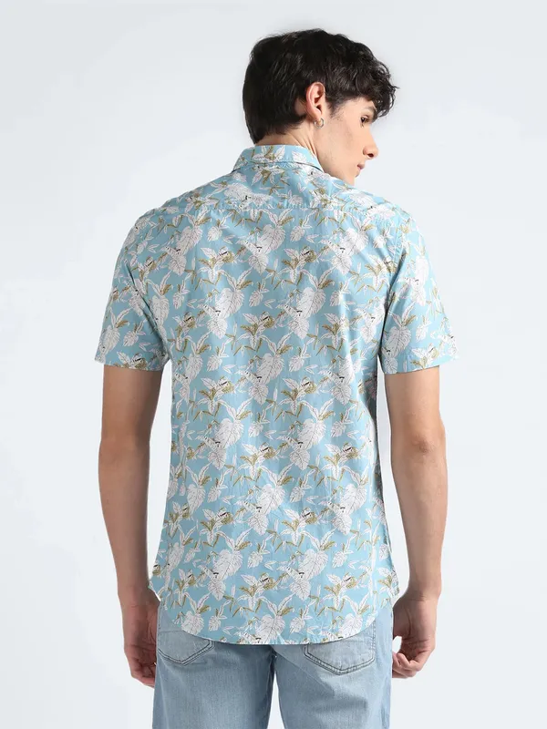 Flying Machine sky blue half sleeves shirt