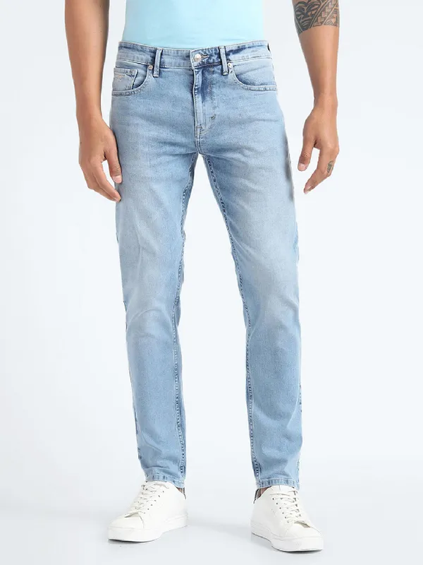 Flying Machine sky blue slim tapered fit jeans