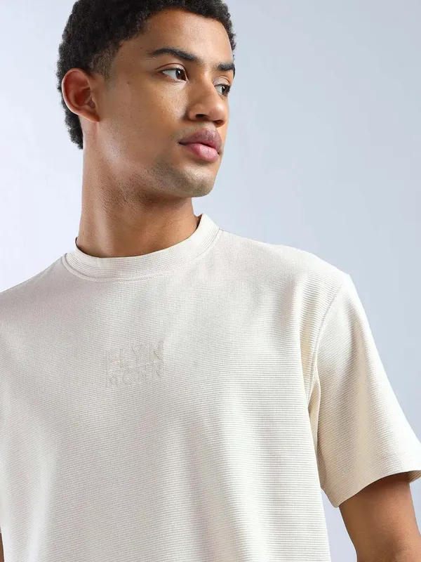 FLYING MACHINE solid beide cotton t-shirt
