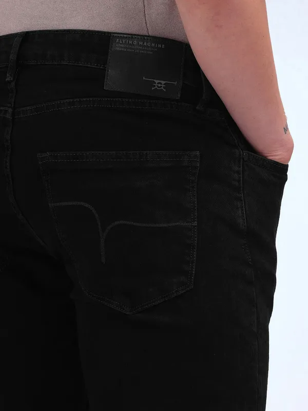 FLYING MACHINE solid black jeans in denim