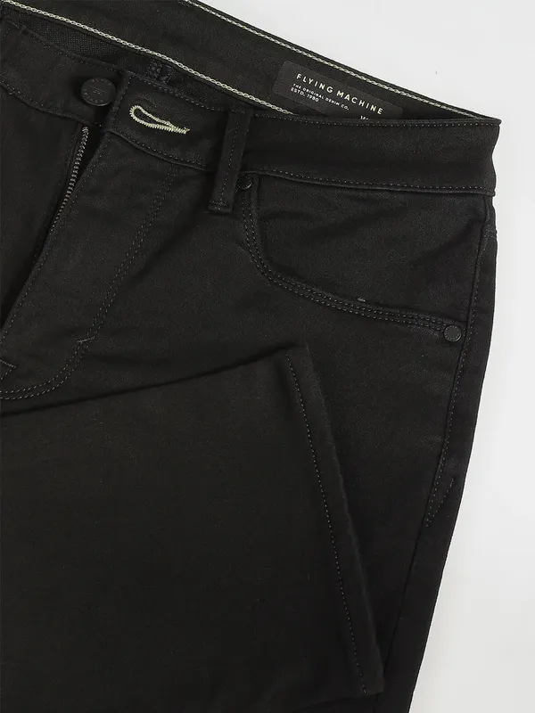 Flying Machine solid black slim tapered fit jeans