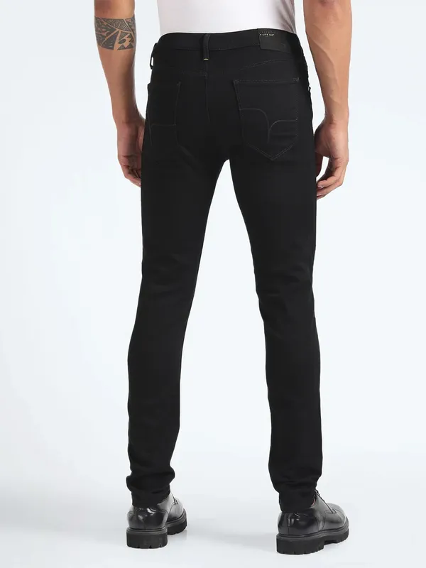 FLYING MACHINE solid black super skinny fit jeans