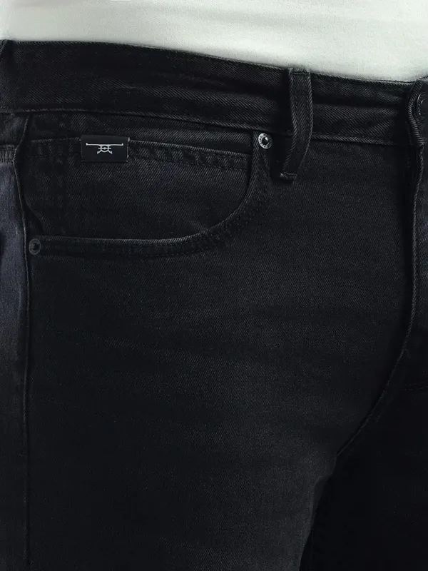 FLYING MACHINE solid black tapered fit jeans for men