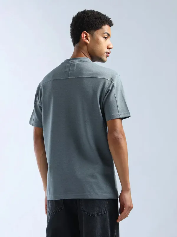 FLYING MACHINE solid bluish grey slim fit t-shirt