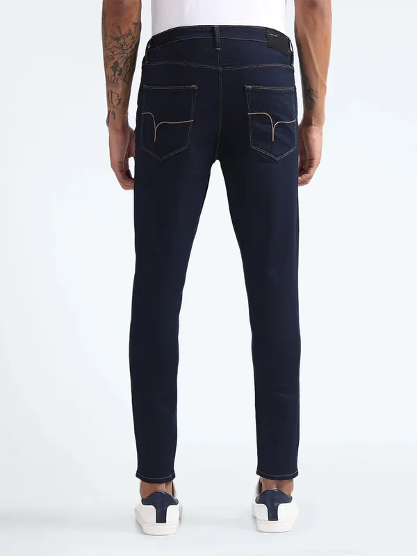 FLYING MACHINE solid navy skinny fit jeans