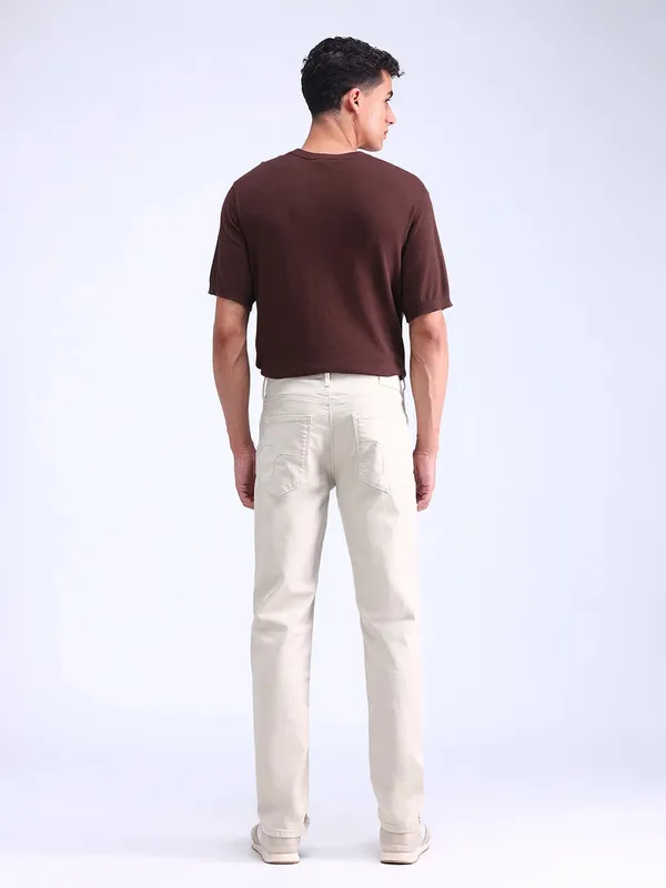 FLYING MACHINE solid white denim slim fit jeans
