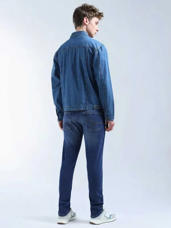 FLYING MACHINE washed blue tapered denim for men