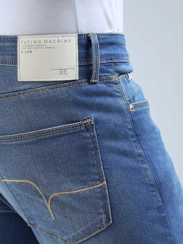 FLYING MACHINE washed slim tapered blue denim for men