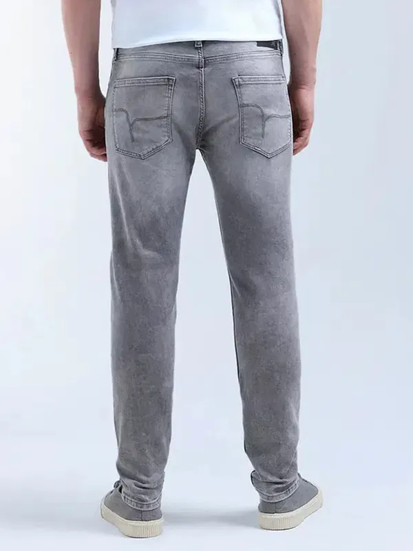 FLYING MACHINE washed slim tapered grey denim for men