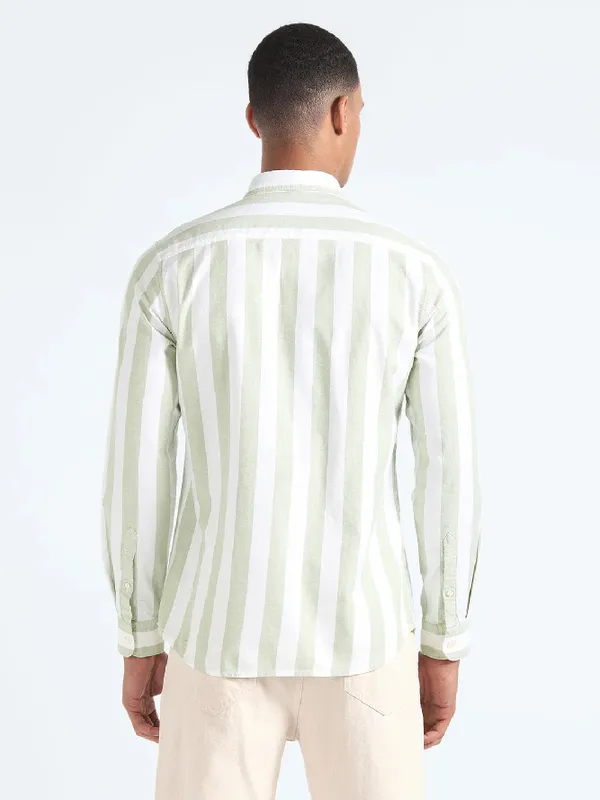 Flying Machine white and green stripe shirt