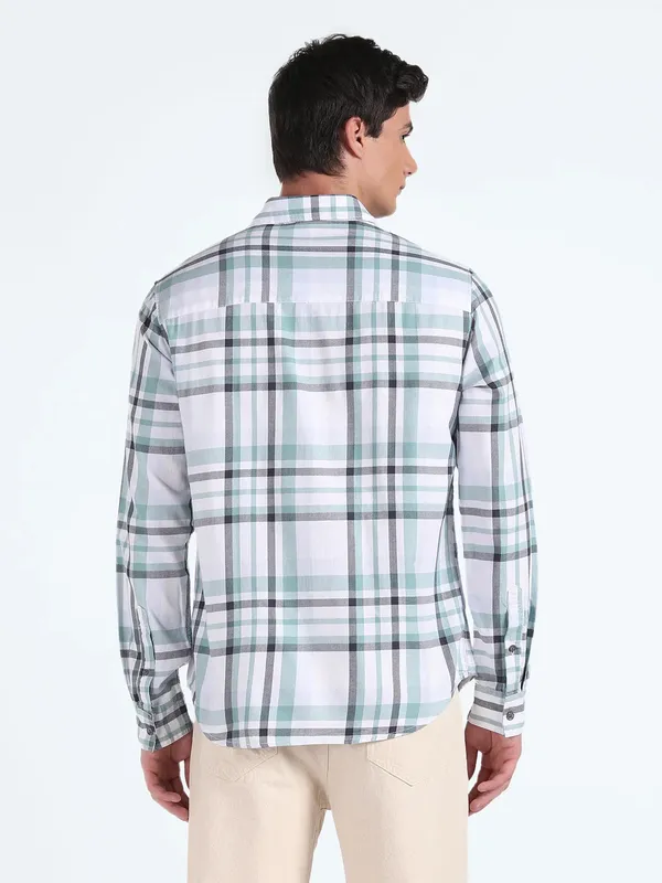 Flying Machine white checks cotton shirt