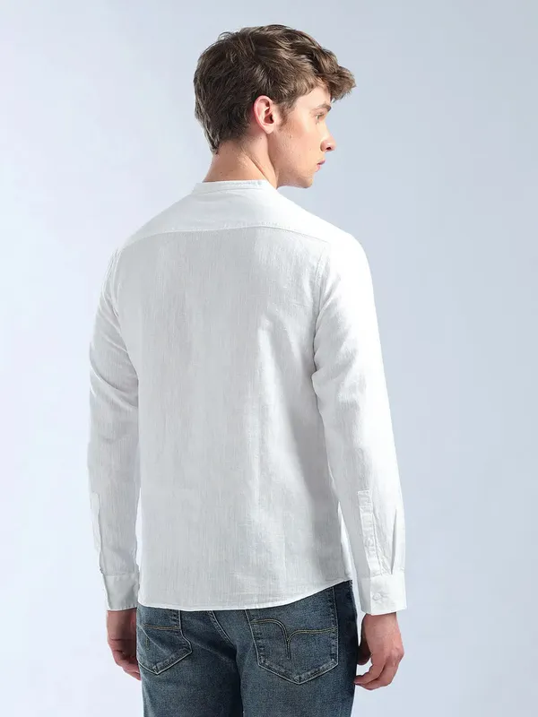 FLYING MACHINE white plain cotton casual shirt
