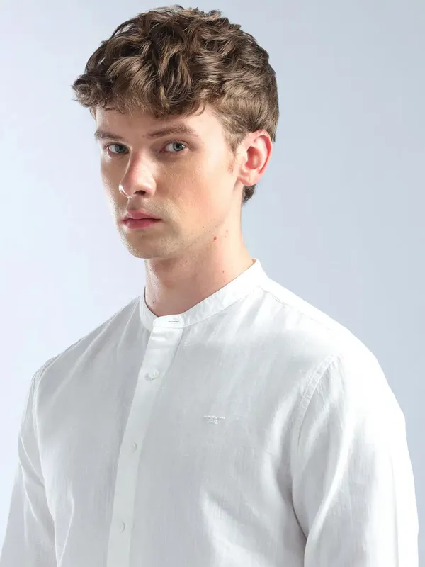 FLYING MACHINE white plain cotton casual shirt