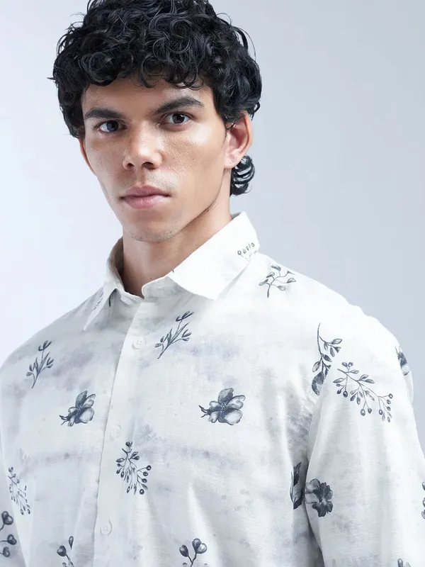 FLYING MACHINE white printed casual shirt