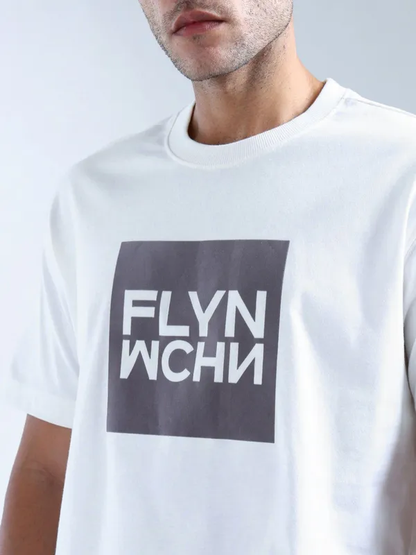 FLYING MACHINE white printed stylish t-shirt
