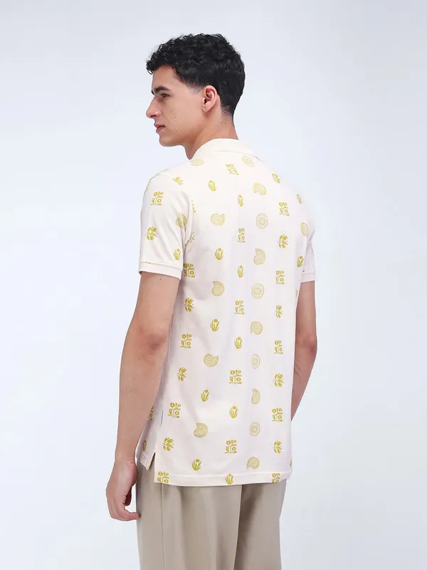 FLYING MACHINE white printed t-shirt in cotton fabric