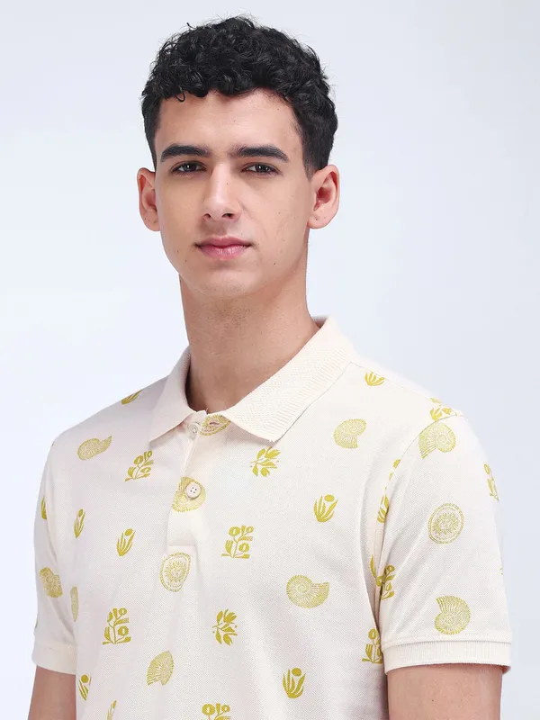 FLYING MACHINE white printed t-shirt in cotton fabric