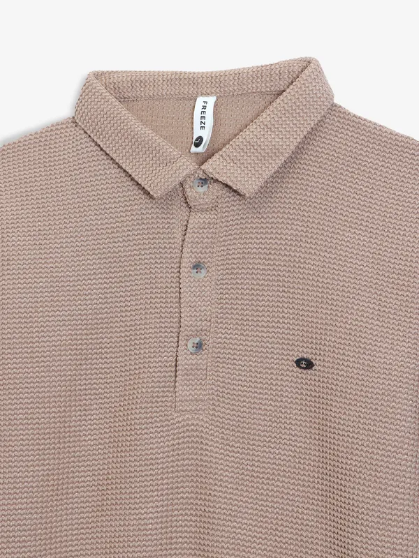 FREEZE beige cotton polo t-shirt