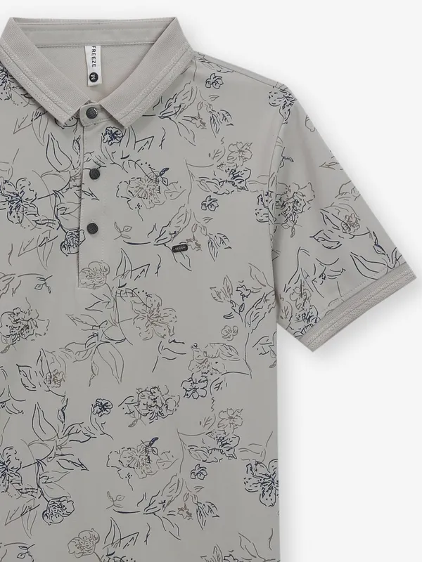 FREEZE beige cotton printed t-shirt