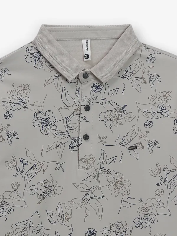 FREEZE beige cotton printed t-shirt
