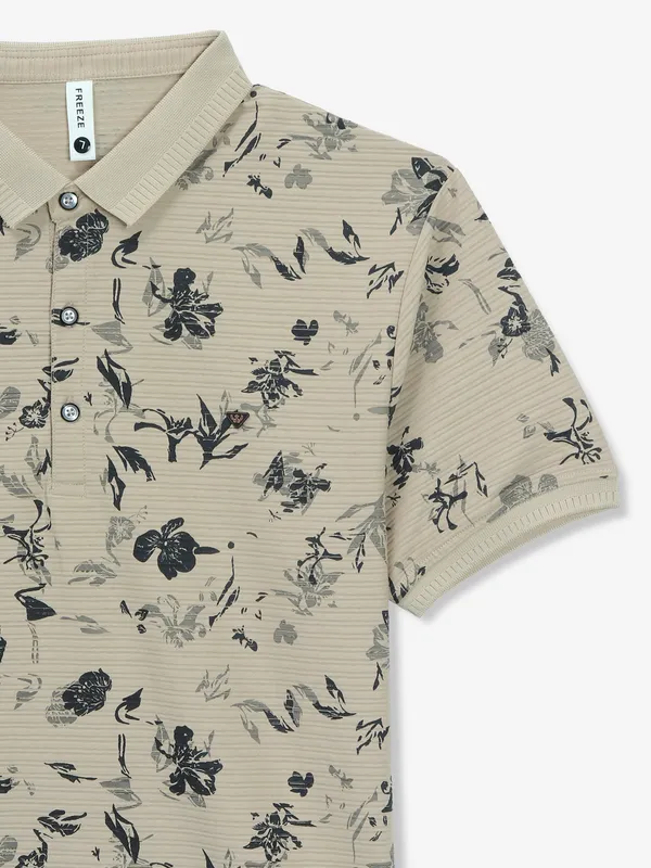 FREEZE beige printed t-shirt