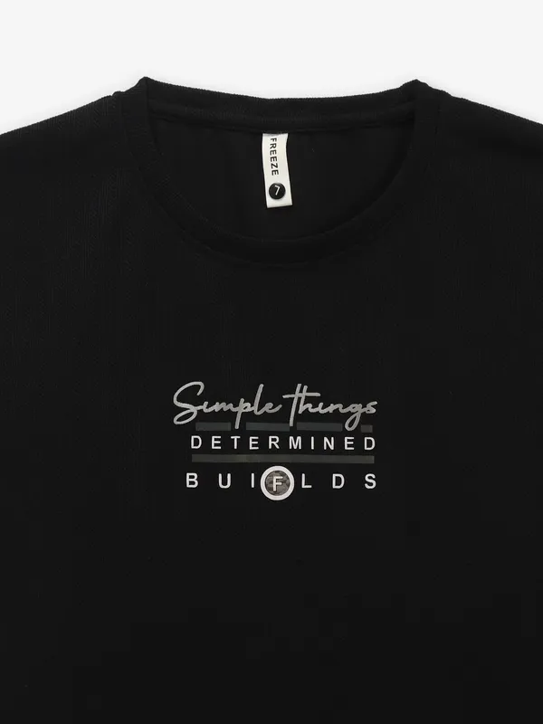 FREEZE black casual cotton t-shirt in printed