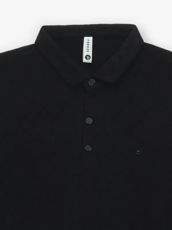 FREEZE black cotton casual polo t-shirt