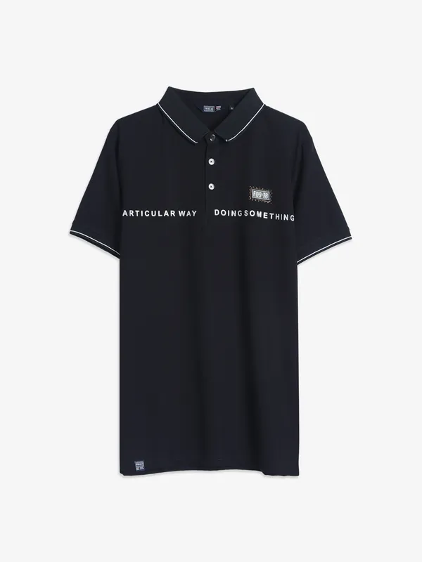 Freeze black cotton polo t shirt