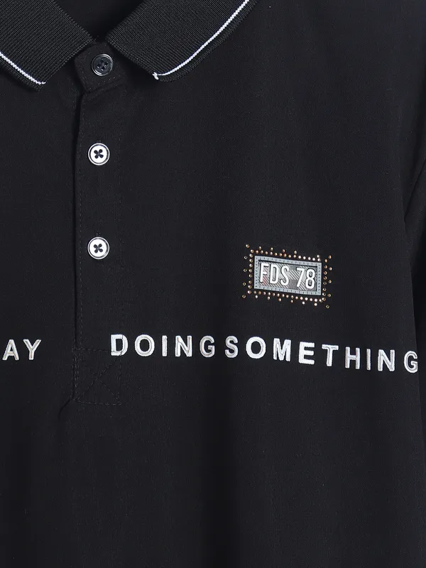 Freeze black cotton polo t shirt