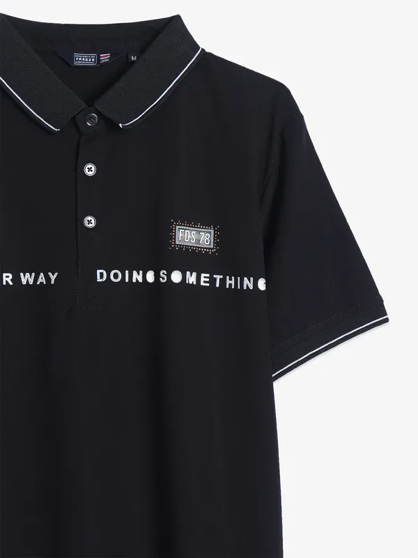 Freeze black cotton polo t shirt