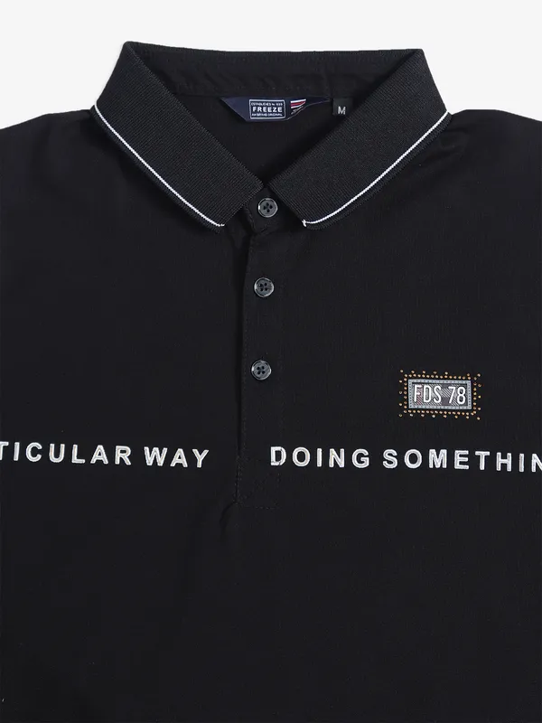 Freeze black cotton polo t shirt