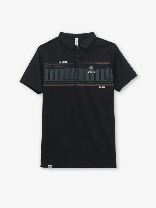 FREEZE black cotton polo t-shirt