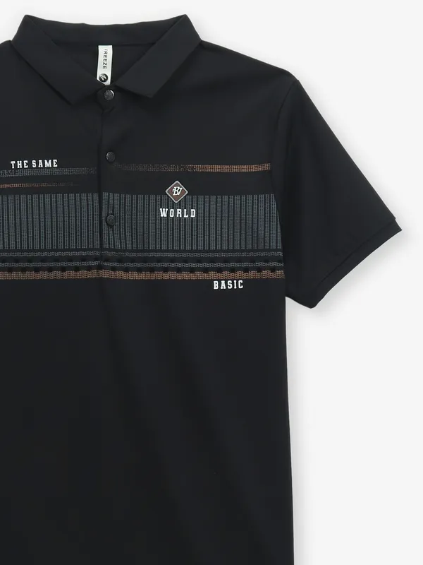 FREEZE black cotton polo t-shirt