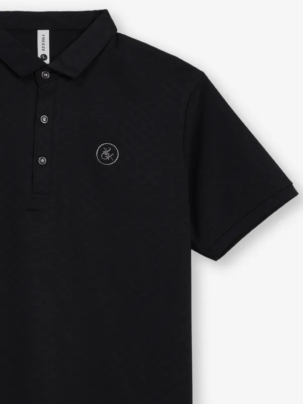 FREEZE black cotton slim fit polo t-shirt