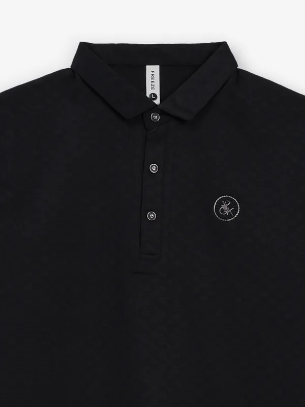 FREEZE black cotton slim fit polo t-shirt