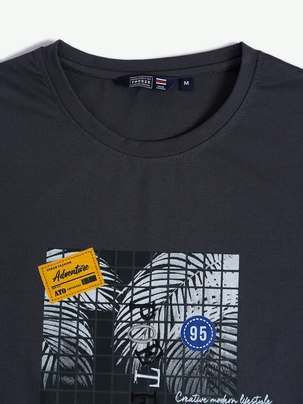 Freeze black cotton t shirt in printed