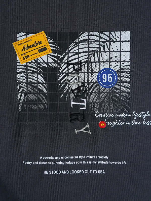 Freeze black cotton t shirt in printed