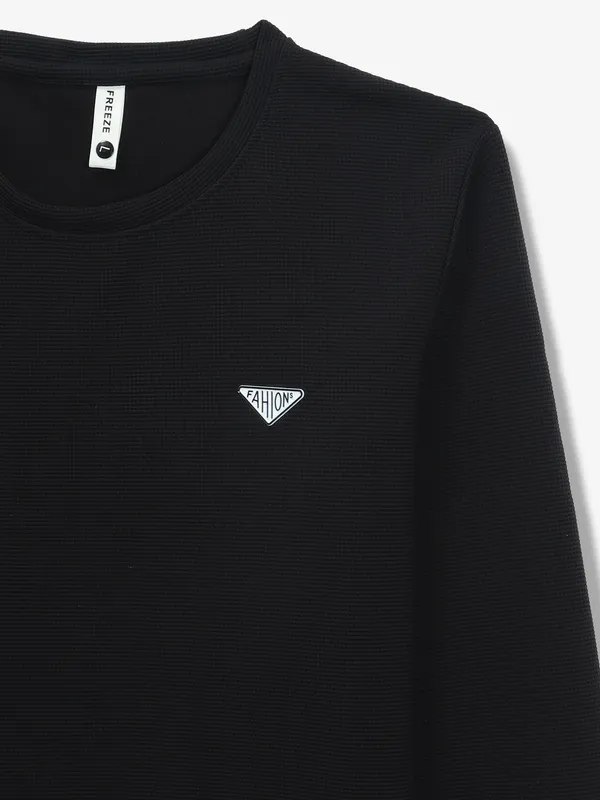 FREEZE black knitted cotton casual t-shirt