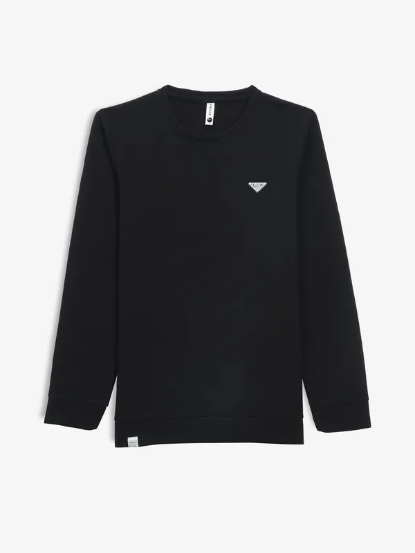 FREEZE black knitted cotton casual t-shirt