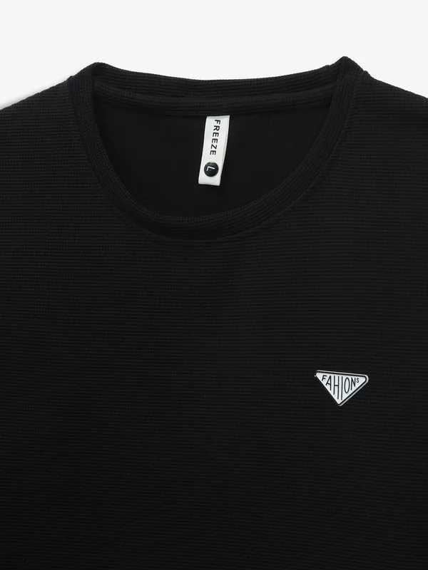 FREEZE black knitted cotton casual t-shirt